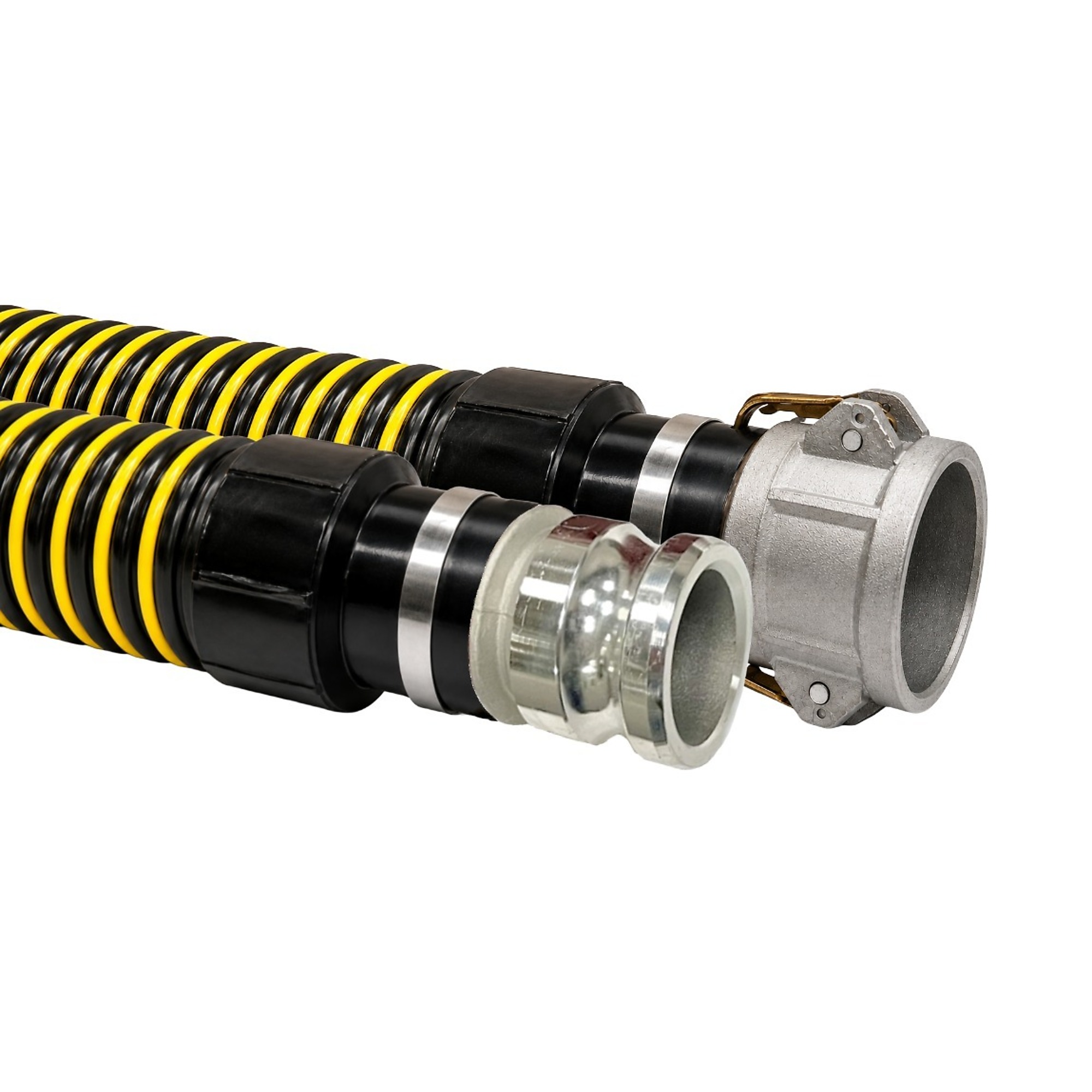 Capital Rubber Crush Resistant Polyethylene Suction Hose, 2 inch X 20 feet, with Aluminum Male and Female Cam Lock Couplings